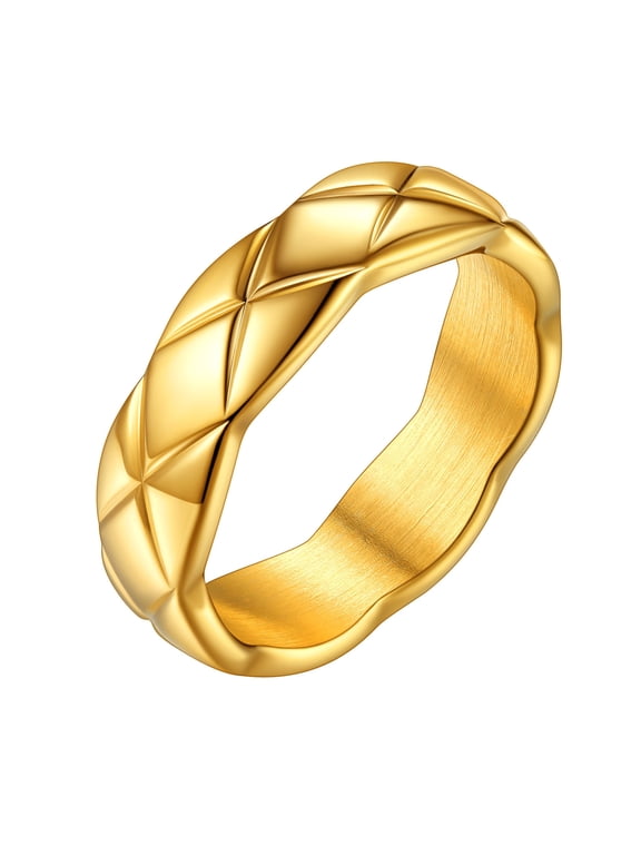 Crush Band Rings for Women Wedding Promise Chunky Wide Stacking Gold Plated Rings Size 11