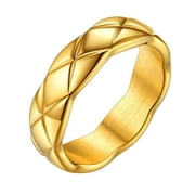 FOCALOOK Crush Band Rings for Women Wedding Promise Chunky Wide Stacking Gold Rings Size 7