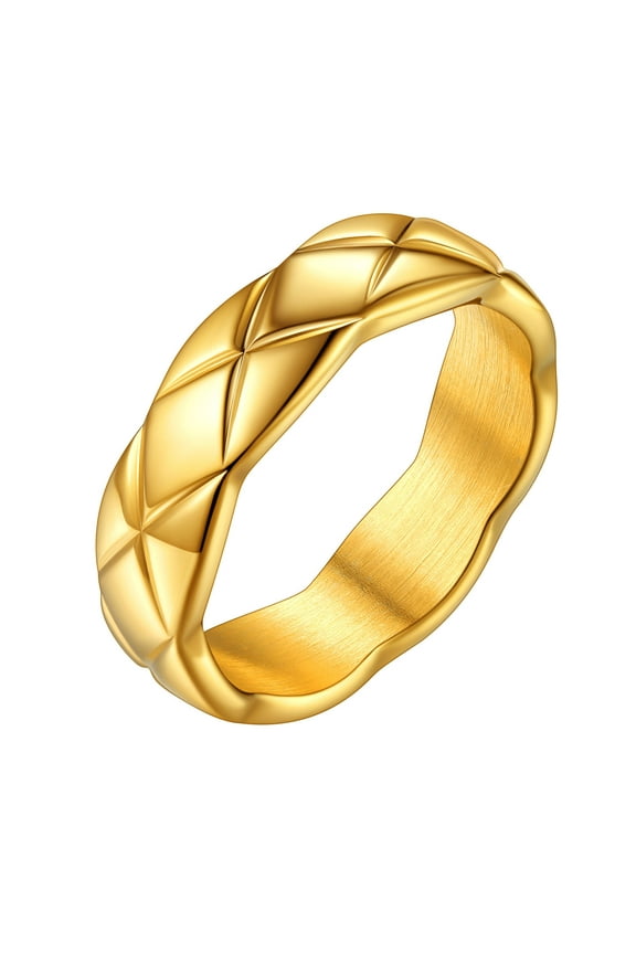 Crush Band Rings for Women Wedding Promise Chunky Wide Stacking Gold Plated Rings Size 9