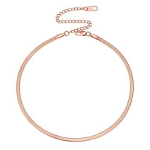 FOCALOOK Flat Snake Chain Herringbone Choker Necklace for Women Gifts Jewelry Rose Gold 3MM 12 Inches