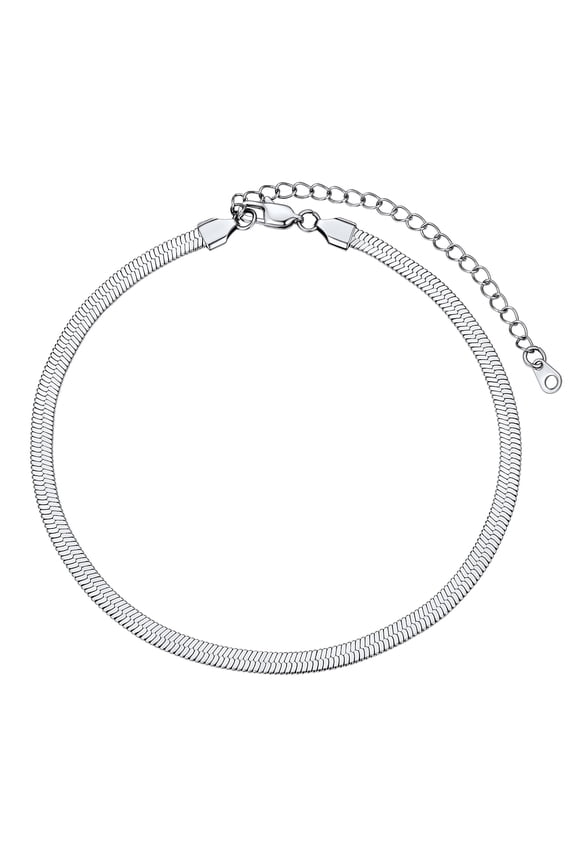 Flat Snake Chain for Women Stainless Steel Silver Herringbone Choker Necklace Jewelry Birthday Christmas Valentine's Day Gifts 5MM 12 Inches