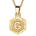 thumbnail image 1 of FOCALOOK Gold Plated Initial Necklace for Women Men Hexagon Capital Letter G Pendant Necklace 18 Inch Adjustable Link Chain, 1 of 11