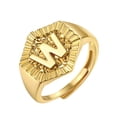 thumbnail image 1 of FOCALOOK Gold Plated Initial Ring for Women Adjustable Open Stackable Statement Knuckle Ring Chunky Alphabet Letter J Finger Ring, 1 of 8