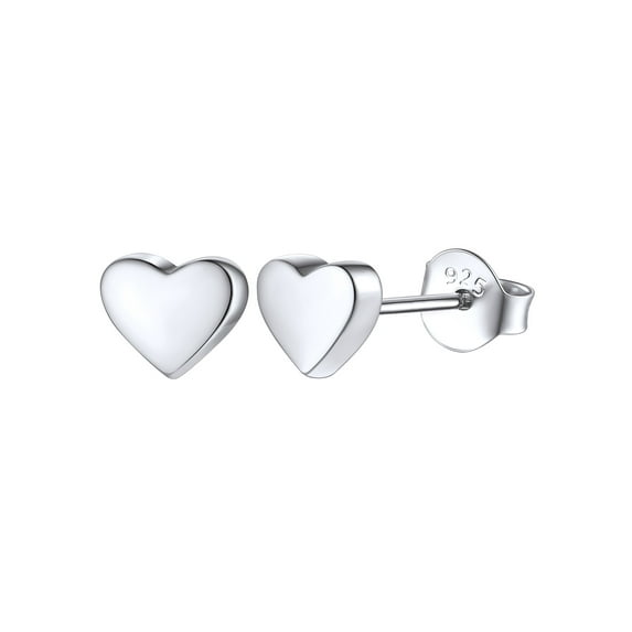 FOCALOOK Heart Stud Earrings 925 Sterling Silver Hypoallergenic Small Mini Dainty Minimalist Earring Suds for Women Jewelry Gifts