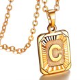 thumbnail image 1 of FOCALOOK Initial Pendant Necklace for Women Men Gold Plated Dog Tag Letter C Capital Alphabet Necklace Girlfriend Mother Wife Daughter Valentines Jewelry Gift, 1 of 8