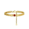 thumbnail image 1 of FOCALOOK January Birthstone Anklet for Women Cuban Link Ankle Bracelet Gold Plated Dainty Foot Chain Simulated Garnet Gemstone Jewelry Birthday Gifts, 1 of 12