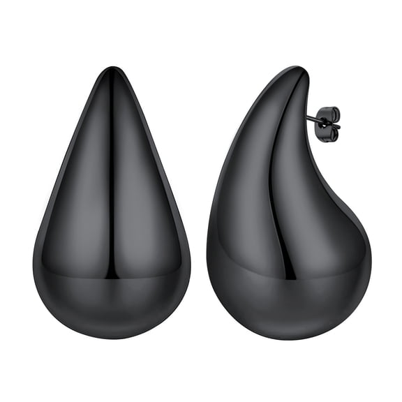 FOCALOOK Large Teardrop Earrings for Women Chunky Black Hoop Earrings Dupes Lightweight Hypoallergenic 3D Waterdrop Earrings