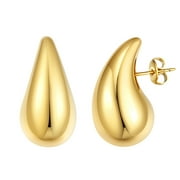 FOCALOOK Large Teardrop Earrings for Women Chunky Gold Hoop Earrings Dupes Lightweight Hypoallergenic 3D Waterdrop Earrings