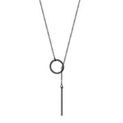 FOCALOOK Lariat Y Necklace Long Necklace for Women Girls Vertical Bar Looped Adjustable Black Jewelry Chain Drop Necklace