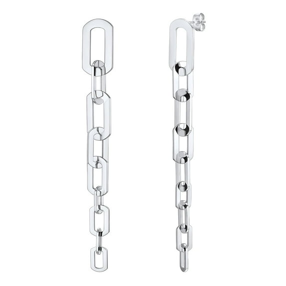 FOCALOOK Paper Clip Earrings 10cm Extra Long Dainty Dangle Drop Chain Link Earrings for Women Teens Stainless Steel