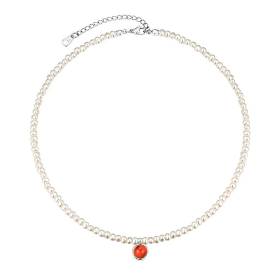 FOCALOOK Pearl Necklaces for Women Small Dainty Freshwater Cultured Baroque Pearl Strand Faux Pearl Gold Plated Choker Necklace with July Birthstone Birthday Valentines Jewelry Gift