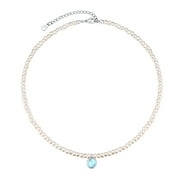 FOCALOOK Pearl Necklaces for Women Small Dainty Freshwater Cultured Baroque Pearl Strand Faux Pearl Gold Choker Necklace with March Birthstone