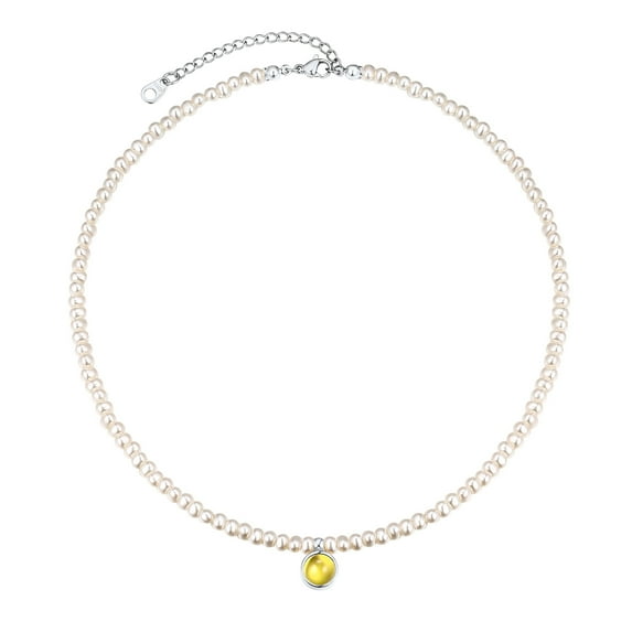 FOCALOOK Pearl Necklaces for Women Small Dainty Freshwater Cultured Baroque Pearl Strand Faux Pearl Gold Plated Choker Necklace with November Birthstone