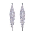 thumbnail image 1 of FOCALOOK Rhinestone Drop Earrings Sparkly Tassel Iridescent Earrings Elegant Prom Bridal Earrings for Women Bikini Competition Jewelry, 1 of 10