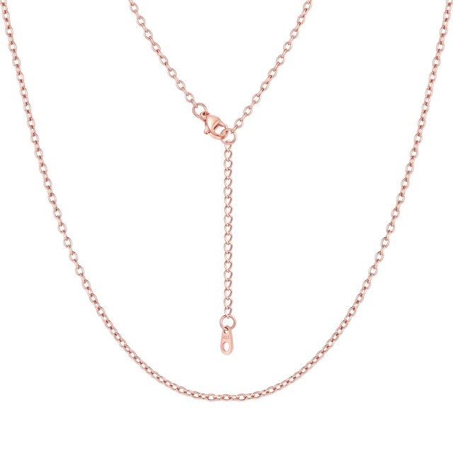 FOCALOOK Rose Gold Plated Chain Necklace for Women Stainless Steel Hypoallergenic Rolo Cable Replacement Chains for Pendant Mothers Day Jewelry Gift 2MM 24"