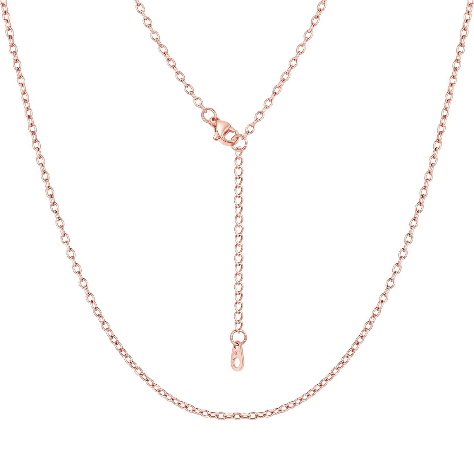 FOCALOOK Rose Gold Plated Chain Necklace for Women Stainless Steel