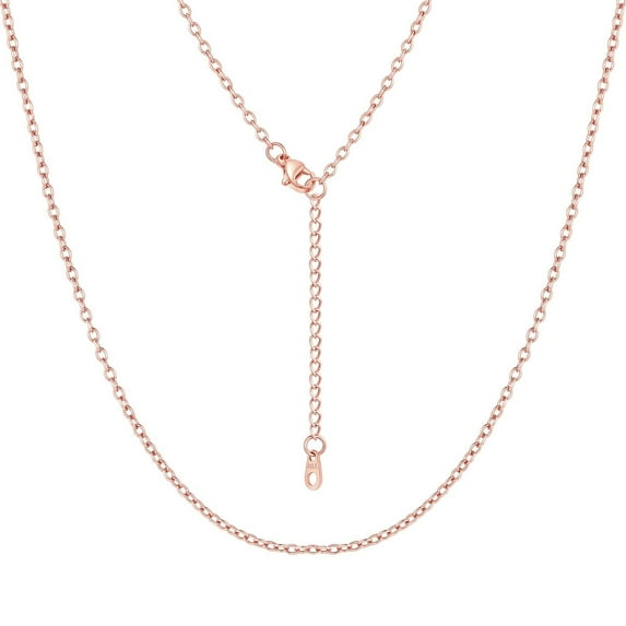 FOCALOOK Rose Gold Plated Chain Necklace for Women Stainless Steel Hypoallergenic Rolo Cable Replacement Chains for Pendant Valentines Day Jewelry Gift 2MM 26"