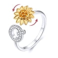 thumbnail image 1 of FOCALOOK Rotatable Sunflower Fidget Ring for Women 925 Sterling Silver Adjustable Open Spinner Anxiety Ring Anti Stress CZ Capital Initial Q Rings Jewelry Gift, 1 of 11