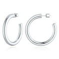 thumbnail image 1 of FOCALOOK Silver Hoops Earrings for Women Stainless Steel Lightweight Chunky Round Thick Tube Open Hoop Huggie Earrings 40mm, 1 of 10