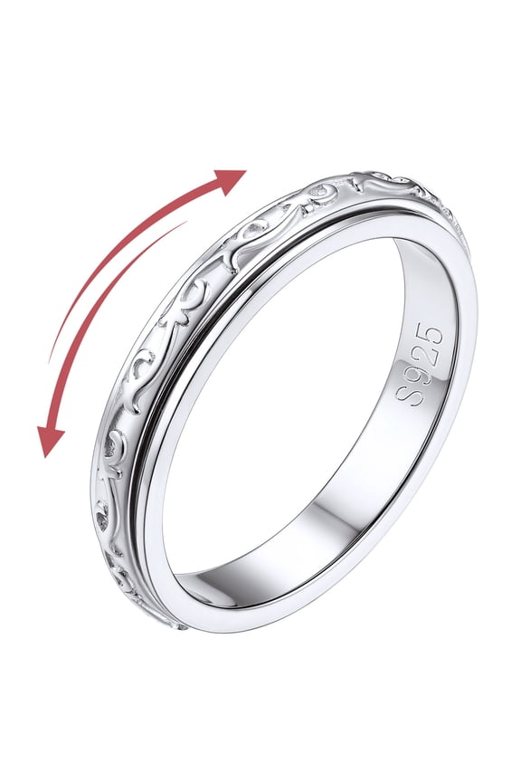 Spinning Ring Fidget Rings for Anxiety for Women Sterling Silver Celtic Anti Stress Autism ADHD Fidget Spinner Ring Size 12
