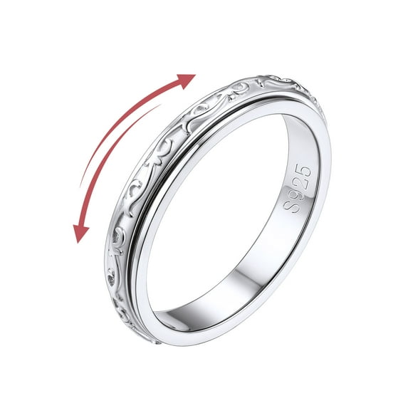 FOCALOOK Spinning Ring Fidget Rings for Anxiety for Women Sterling Silver Celtic Anti Stress Autism ADHD Fidget Spinner Ring Size 12