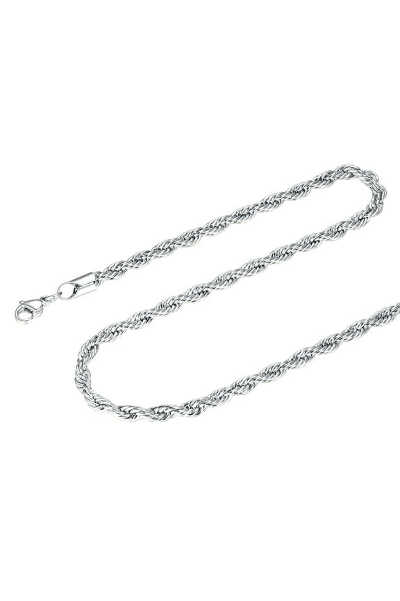 Twist Rope Chain Necklace for Men Replacement Chain for Pendant Charm 316L Stainless Steel 3mm 18 Inch with Jewelry Gift Box for Dad Father's Day