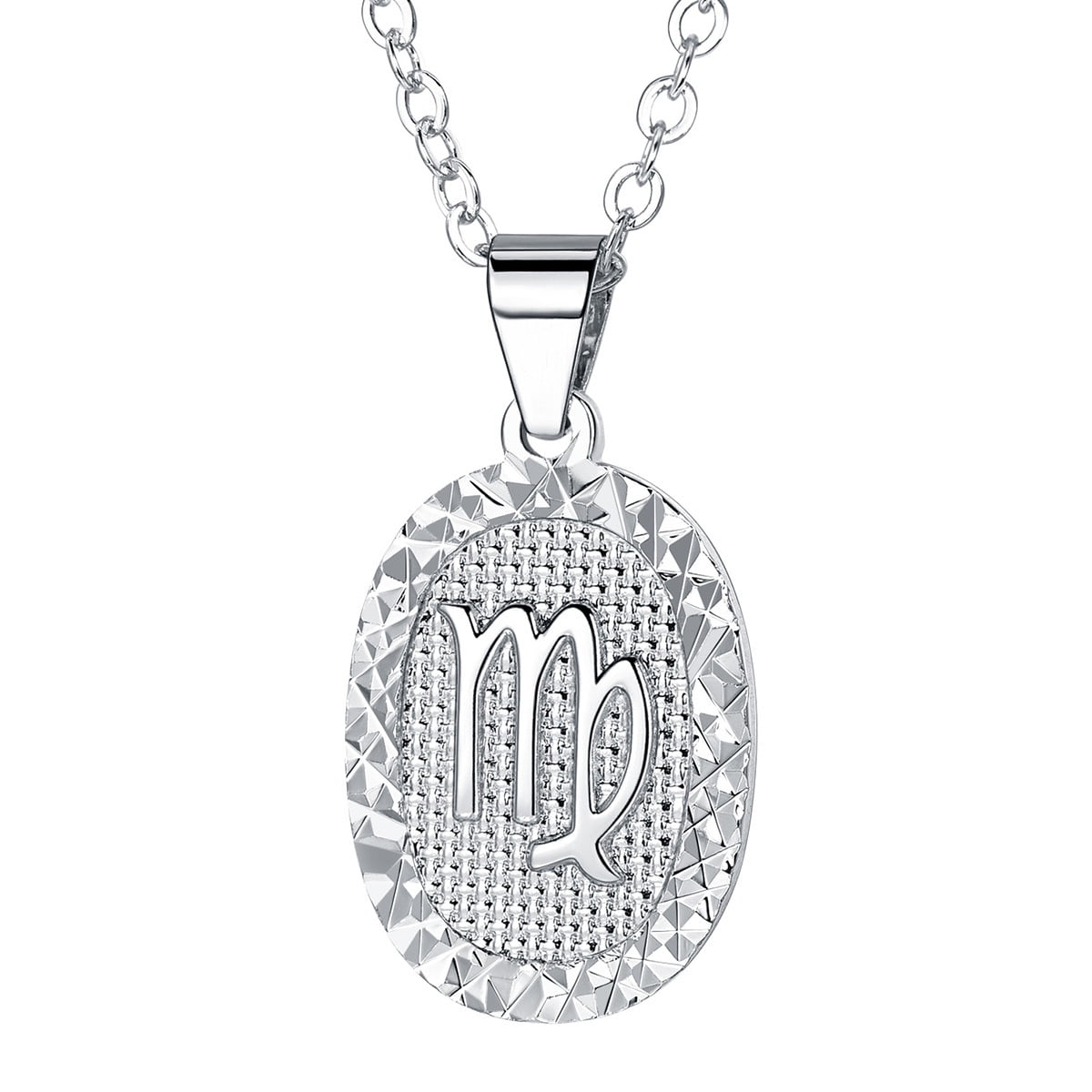 FOCALOOK Virgo Necklace for Women Oval Horoscope Medallion Pendant
