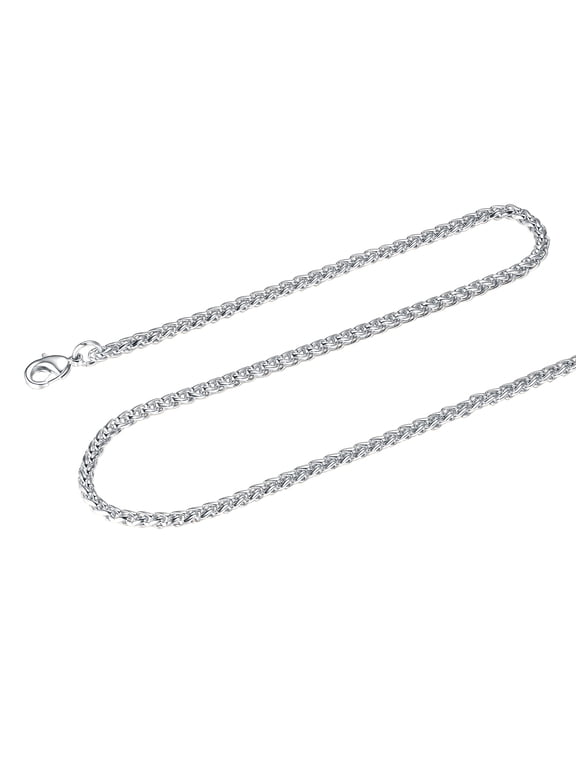 Wheat Chain Necklace for Men Replacement Chain for Pendant Charm 316L Stainless Steel 3mm 18 Inch with Jewelry Gift Box for Dad Father's Day