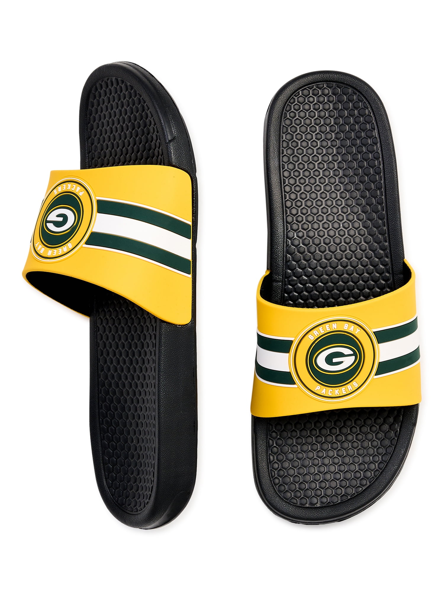 FOCO Green Bay Packers Men s Raised Slide Sandals Walmart
