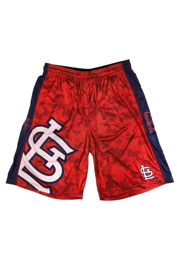 MLB Licensed St. Louis Cardinals Big Logo Camo Pattern Shorts - Small (30)