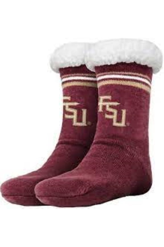 NCAA Florida State Seminoles Solid Stripe Logo Footy Slippers Non-Skid Bottom