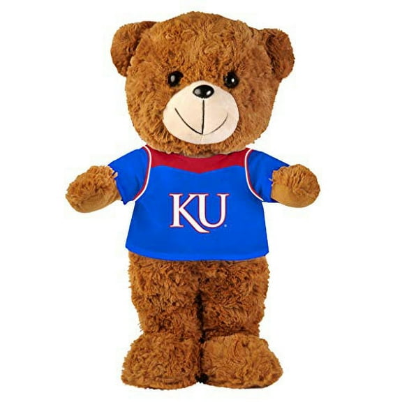 FOCO NCAA Licensed Kansas University Jayhawks Large Fuzzy Uniform Bear Edition