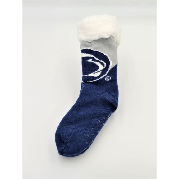 FOCO NCAA Penn State Nittany Lions Color Block Footy Slippers Non-Skid Bottom