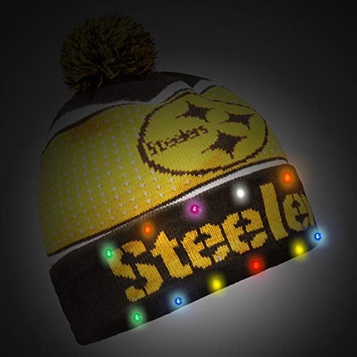 FOCO NFL Licensed Pittsburgh Steelers Big Logo Knit Light Up Beanie Hat