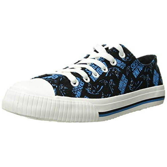 FOCO NFL Womens Low Top Repeat Print Canvas Shoe: Carolina Panthers, Large