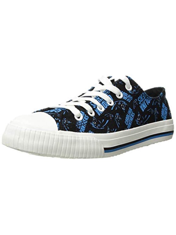 NFL Womens Low Top Repeat Print Canvas Shoe: Carolina Panthers, Large