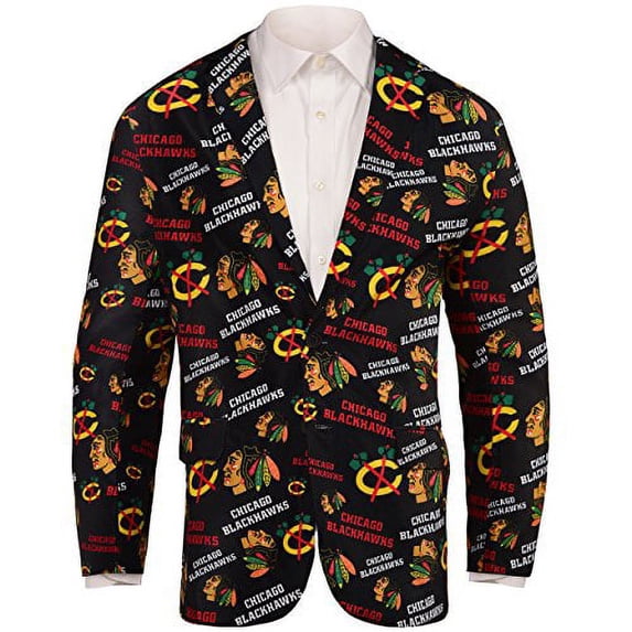 FOCO NHL Chicago Blackhawks Repeat Logo Ugly Business Jacket - Large