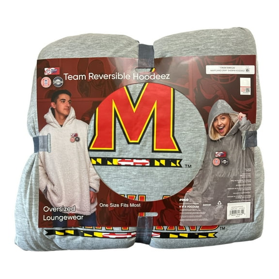 FOCO Unisex One Size Fits Most Sports Team Fleece Reversible Oversized Hoodeez (Maryland)