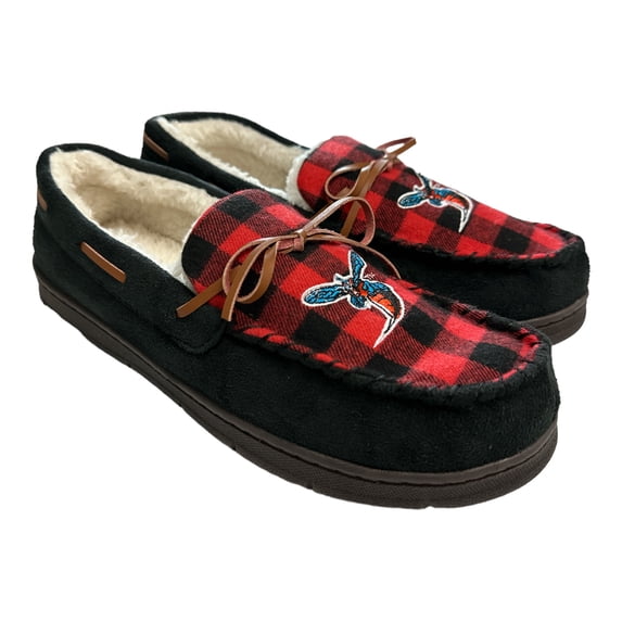 FOCO Women's NCAA Fleece Lined Comfort Moccasin Style Slippers (Delaware State, M (7-8))