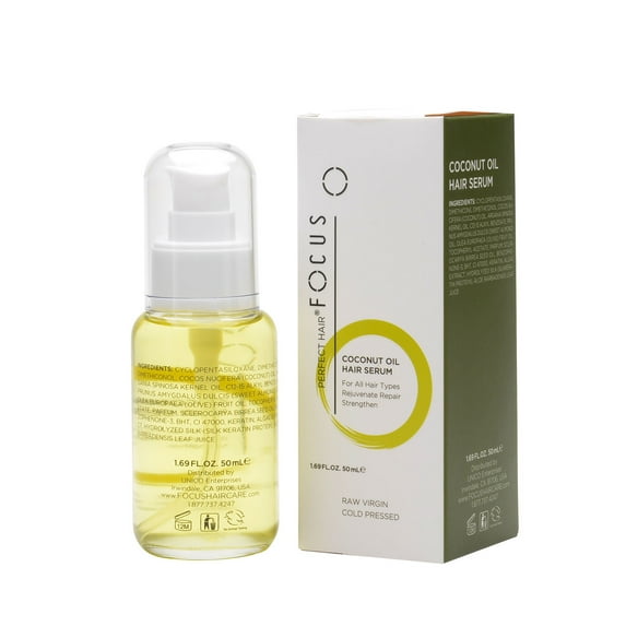 FOCUS Coconut Oil Hair Serum for All Hair Types to Rejuvenate Repair Strengthen, Brand New, Sealed, Made in USA