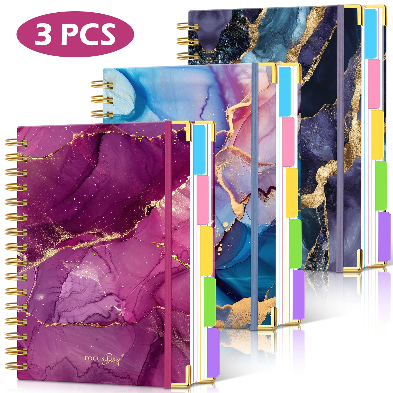 FOCUS DAY 3 Pack 5 Subject Notepad with Removable Dividers Tabs ...