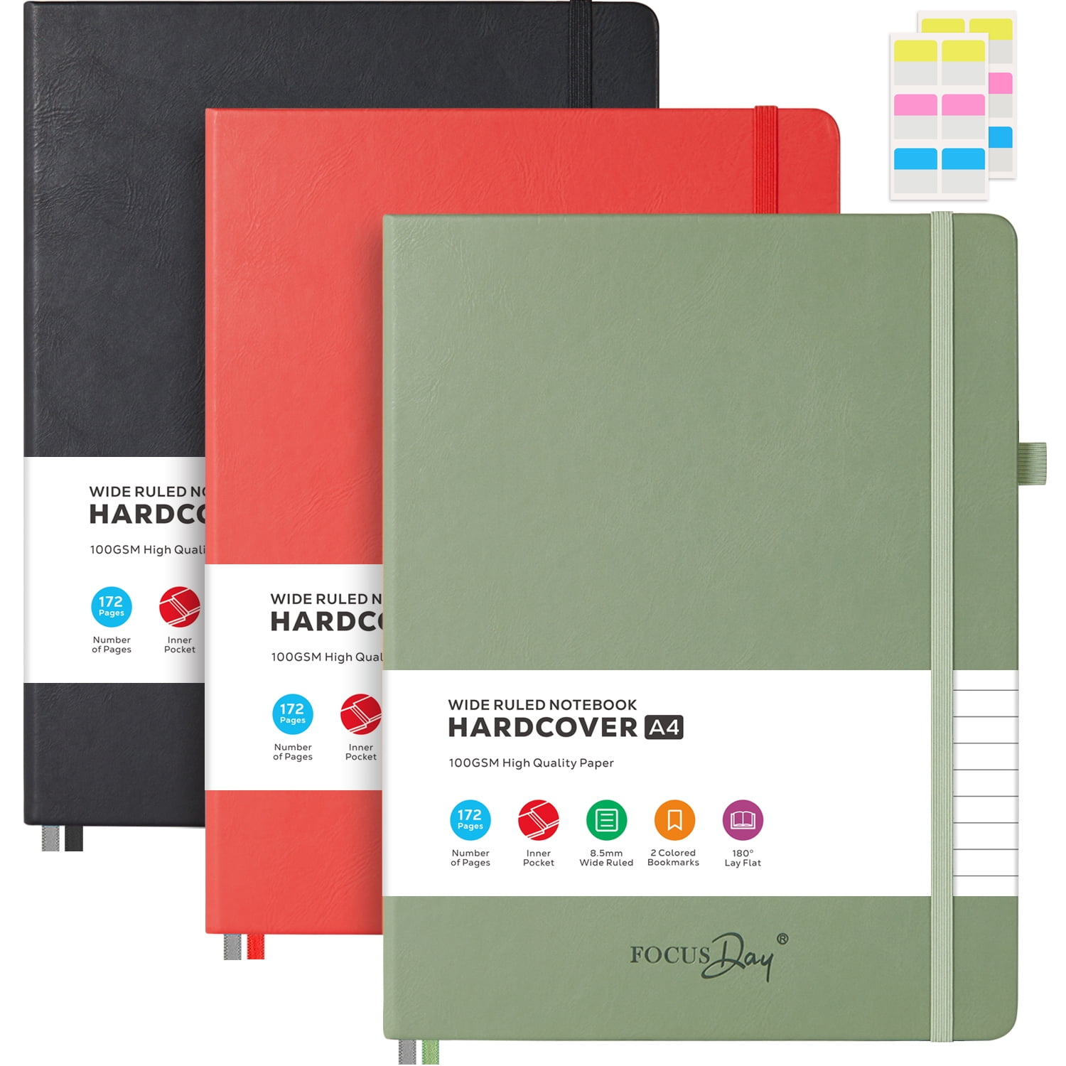 2 Pack B5 Hardcover Journal Notebooks - College Ruled, 100GSM Thick Paper, 160 Pages, Lay-Flat