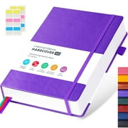 FOCUS DAY A5 Lined Journal Notebook - 320 Pages College Ruled Notebook Journal for Writing, Hardcover Leather Notebook With 100GSM Thick Paper, Perfect for Office School,Purple