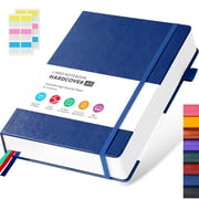 FOCUS DAY A5 Lined Journal Notebook - 320 Pages College Ruled Notebook Journal for Writing, Hardcover Leather Notebook With 100GSM Thick Paper, Perfect for Office School, Blue