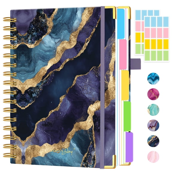 FOCUS DAY A5 Spiral Notebook Journal, 5 Subject Notebook with Removable ...
