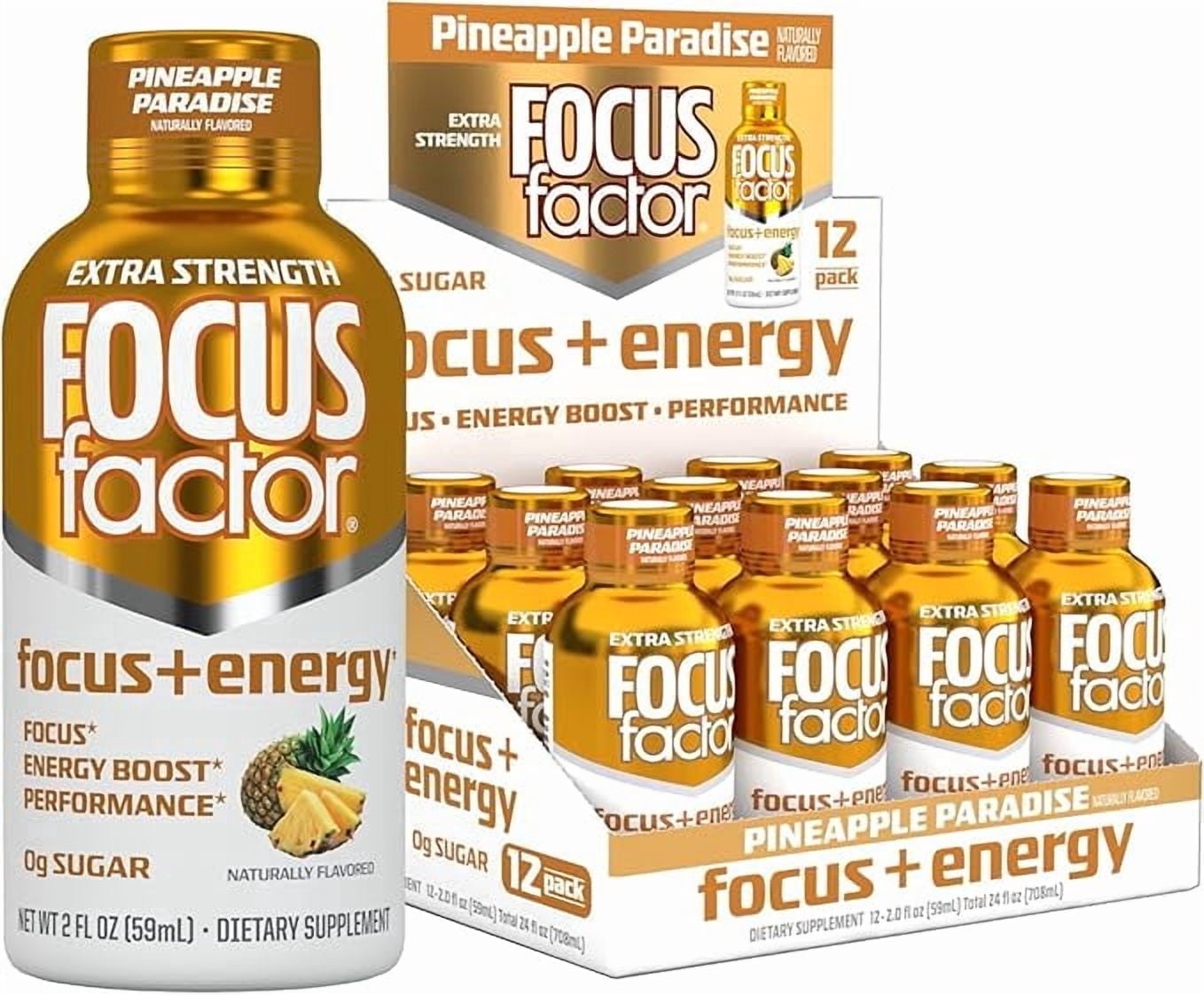 Focus Factor Extra Strength Focus + Energy Shots, 12 x 2oz