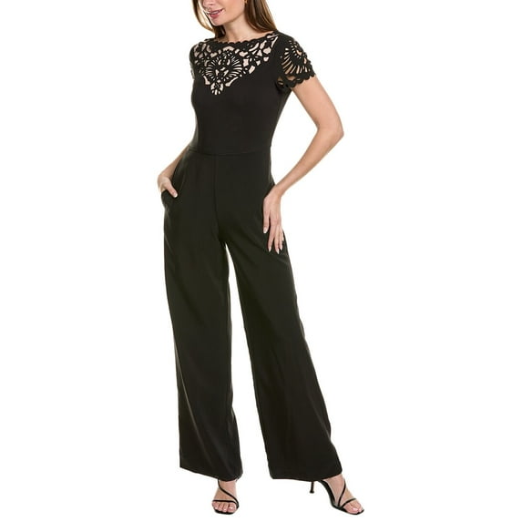FOCUS by Shani womens Laser Cut Yoke Jumpsuit, 10