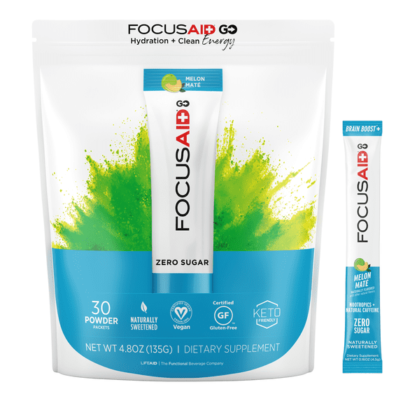 FOCUSAID GO Nootropics Energy Blend, Zero Sugar, Alpha-GPC, GABA, 100mg Caffeine, 30 Count (Pack of 1)