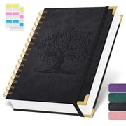 Nirmiro A5 Spiral Notebook, 5.7"x8.4" Hardcover Leather Cover Journal, 300-Page College Ruled Notebook with 100GSM Thick Paper, Twin-Wire Binding for Note Takin