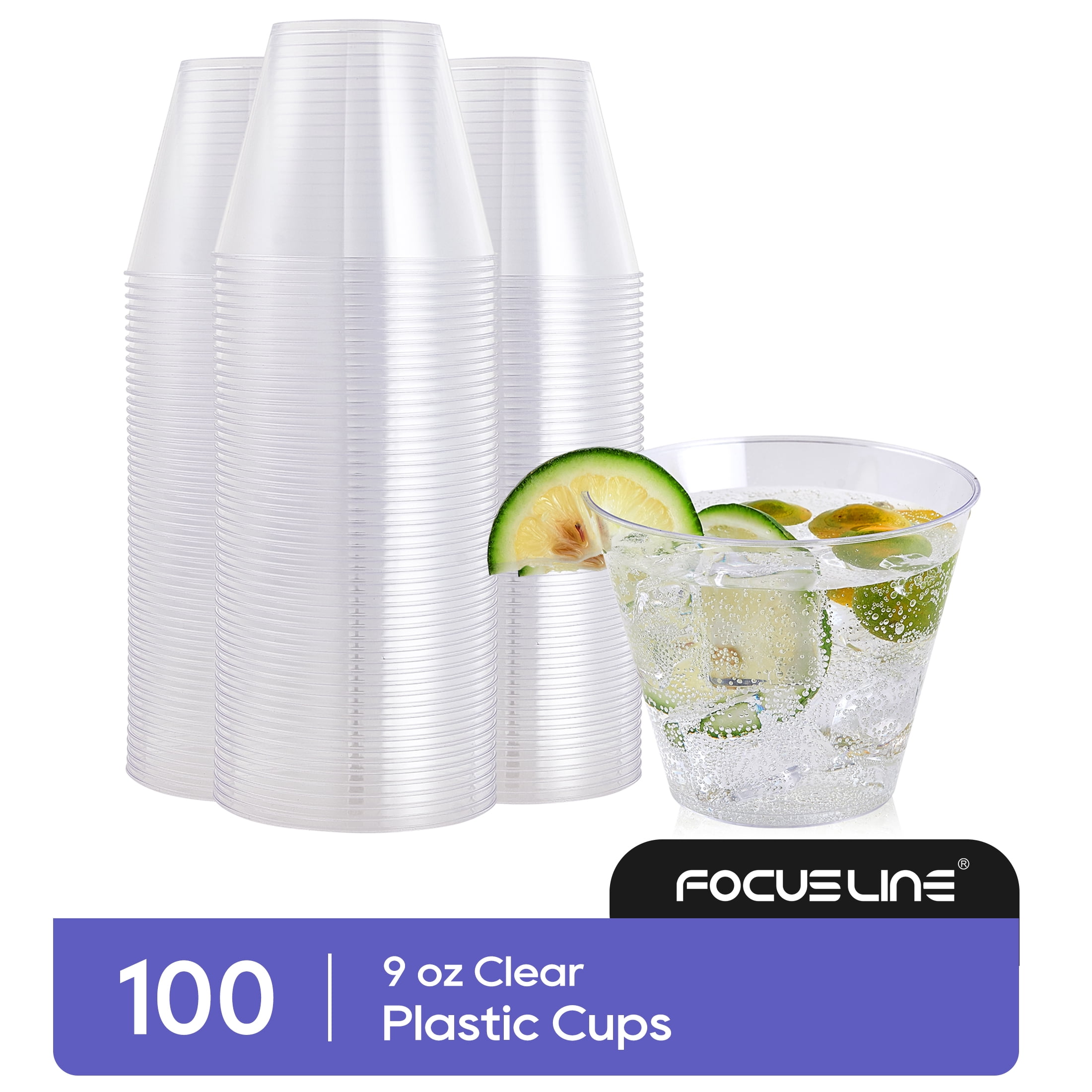 Exquisite Orange Heavy Duty Disposable Plastic Cups, Bulk Party Pack, 12 oz  - 100 Count 